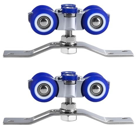 JIjzedL Lot de 2 ferrures de porte coulissante en acier inoxydable - Rotation à 360 degrés - Pour portes et fenêtres - Pour porte coulissante simple - 1 porte pliante - Bleu