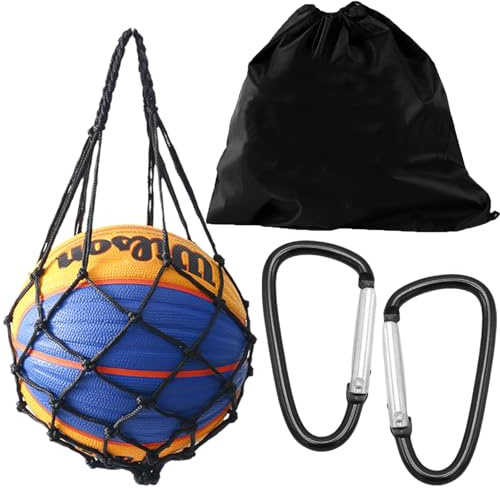 Zaino Basket con Sacca Rete da Basket, Basket Accessori, Sacca Zaino, Borsa da Pallacanestro, Borsa a Rete con Moschettone, Borsa a Rete per Calcio, Pallacanestro