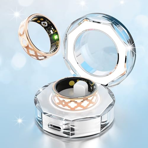 Bague intelligente pour femme - Or rose - Mesure de la pression artérielle - Pour femme - Android iOS - Tracker de fitness - Podomètre - SpO2 - Suivi du sommeil - Moniteur de fréquence cardiaque