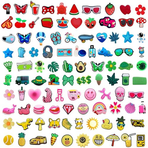 HTTDSLF 100 Stück Schuh Charms, Schuhanstecker, Schuh Dekoration Anstecker Charms, Charm für Kinder und Erwachsene, Schuhanhänger für Clogs, Zubehör als Geburtstagsgeschenk oder Partygeschenk