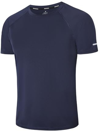 ZENGVEE Mens Gym T-Shirts Breathable Quick-Drying Gym Tops Navy