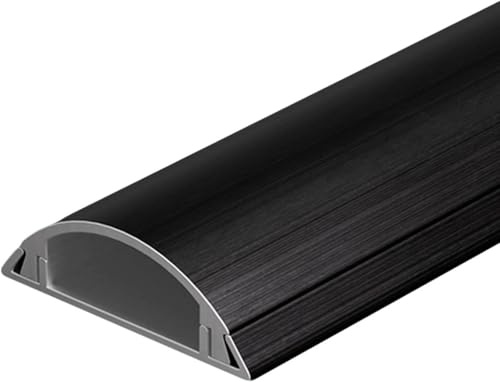 Protecteur De Câble en Métal 39 Pouces De Long, Fort Et Auto-adhésif, Couvre-Cordon De Sol pour Bureaux, Maisons, Entrepôts, Cours Extérieures, Black, 28 * 10mm/1.1 * 0.39in