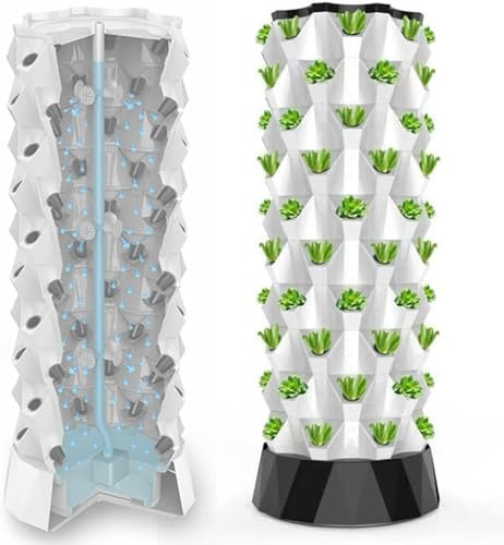 Sistema de cultivo hidropónico, torre de jardín aeropónico con riego automático, torre de cultivo vertical para jardinería interior, perfecto para hierbas, frutas y verduras