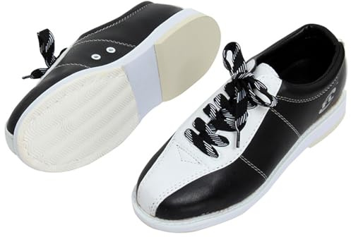 SDEQA Baskets de Bowling pour Hommes, Chaussures Jardin Bowling, antidérapantes, légères, à Lacets, Grande Taille,Black White,45 EU