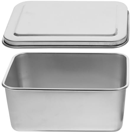 Ipetboom Teglia Rettangolare in Acciaio Resistente con Coperchio per Tiramisù e Pane Teglia da Forno Spessa per Dolci Fatti in Casa Scatola per la Cottura e Conservazione di Torte e