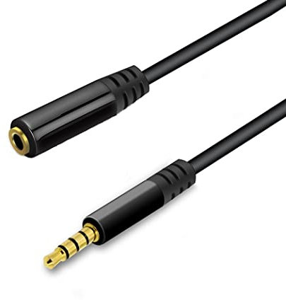 KUYiA 10FT/3M AUX 3.5mm Male to Female Stereo Cable Car Auxiliary Audio Cord Headphone With Metal Case Connecter Extension Cable for Smartphone, Tablet and MP3 Player BLACK