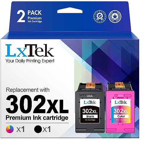 LxTek 302 XL 302XL für HP 302 Druckerpatronen Kompatibel für Druckerpatronen HP 302 XL Schwarz 302 XL Farbe für HP302Druckerpatronen Set für Officejet 5230 3831 3830 5220 4520 (1 Schwarz, 1 Farbe)