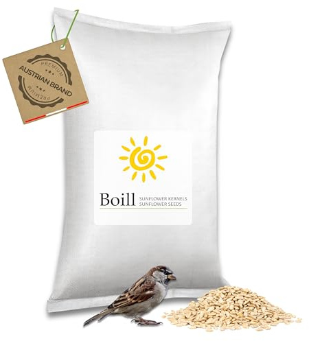 Boill, semi di girasole pelati, 10 kg. Cibo per uccelli direttamente dal produttore, cibo per uccelli selvatici da giardino nuovo raccolto 2024 cibo tutto l'anno