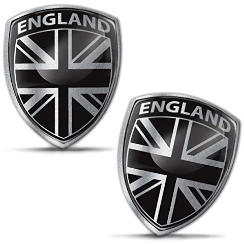 Biomar Labs® 2 x 3D Domed Silicone Badge Stickers Decal Emblem Car Motorcycle Helmet UK GB Union Jack United Kingdom Great Britain British Silver National Flag F 151