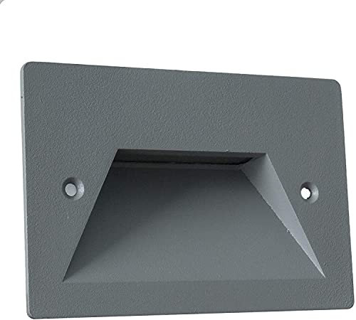 Universo Faretto segnapassi da esterno lampada da muro IP65 LED 3W ad incasso per scatola cassetta 503 scale giardino viale gradini nero bianco o grigio (Grigio - Bianco freddo 6000K)