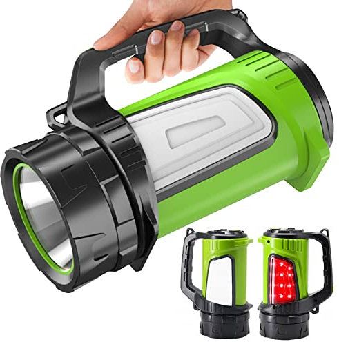 Maclean MCE345 LED 3 in 1 Taschenlampe | Wiederaufladbar mit 2 Seitenlichtern Powerbank USB IP65 4500mAh | 3 Lichtmodi 300 m Leuchtweite Kaltweiß 6500K Outdoor Camping
