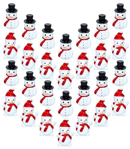 Holibanna 40 Stücke Miniatur Schneemann Deko Figuren Weihnachten Dekofigur Mini Weihnachtsfiguren Klein Deko Tortenfiguren Winter Dekoration Moos Ornamente Kuchen Topper Kinder