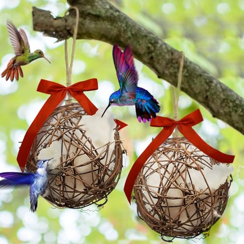 Hummingbird Nesters - Bird Nesting Material Holder for Wild Birds - Humming Bird House Materials Gifts for Bird Watching Nature Lovers - Refillable Outdoor Nesting Station to Build a Nest