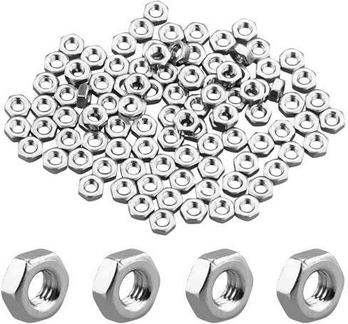 GUDQVOZIHG 100 dadi esagonali in acciaio inox M3, zincati antiruggine, filettatura profonda, industriale, argento