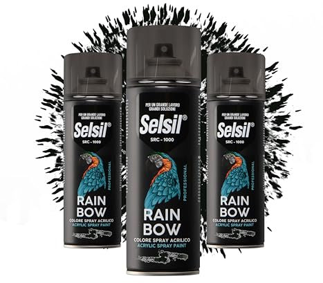 DETERMONDO 3 Bombolette di Vernice Spray Acrilica 400ml Bombolette Spray Colorate Multiuso per Interni ed Esterni (Ral 9005 Nero Lucido)