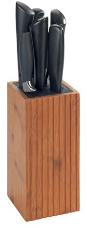 WENKO Ceppo portacoltelli con inserto in setole Mera, coltello da cucina, in bambù, 10 x 22 x 10 cm, marrone scuro