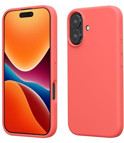 kwmobile Fodral för iPhone 16 Bakfodral för Smartphone i Silikon TPU - Gummiskydd - fluorescerande korall