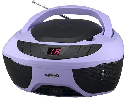 Jensen CD-475PL Portable Stereo CD Player with AM/FM Radio and AUX Line Input and Headphone Jack (Lavender Purple)