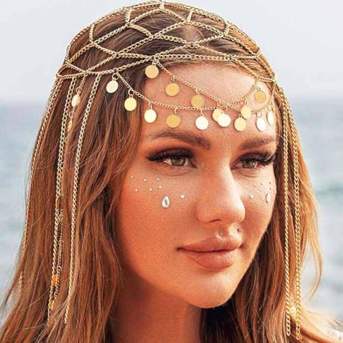 Reaky Gold Pailletten-Kopfschmuck, Kleopatra-Kopfschmuck, Damen-Kopfschmuck