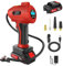 Tyre Inflator Cordless Air Compressor, 21V Rechargeable Battery Powered 180PSI Portable Handheld Car Tyre Pump with 12V Power Adapter Digital Pressure Gauge for Cars Motorcycles, Red