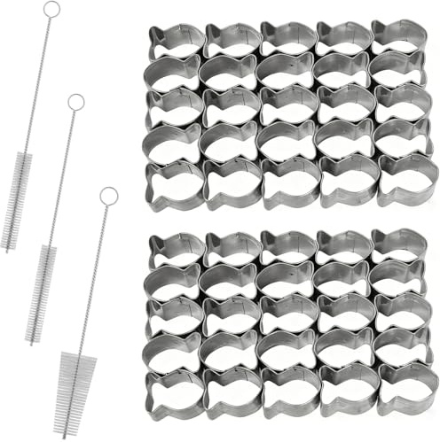 Gold Fish Cracker Cutter 2 Pcs Mini Gold Fish Shapes Molds Cracker Cutter 25 Cavity Cookie Cutter with Cleaning Brush