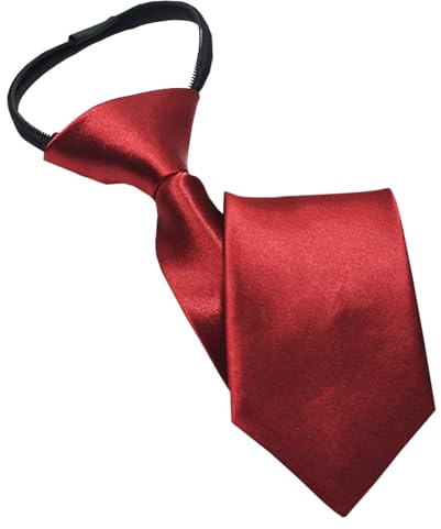 NiceYnn - Corbata infantil preanudada de satén con cremallera ajustable, granate, Talla única