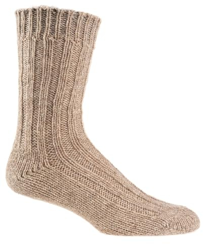 Socks4Fun Calzini a maglia, 2 paia con alpaca e lana di pecora, 100% fibre naturali 35-38, 39-42, 43-46, beige., 43-46
