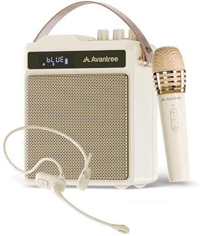 Avantree VoxAmp Duo - Amplificador de Voz Inalámbrico Portátil, Micrófono Dual Y Altavoz Set para Clases, Pequeños Eventos & Fiestas, 30W Voz Clara & Sonido Rico, 14H Batería