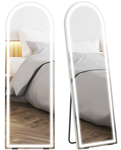 HOMCOM Espejo de Pie Cuerpo Entero con Luces, 150x50 cm, Transparente