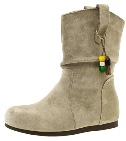 Botas occidentales de tobillo para mujer, botas de campo para mujer, pantorrilla ancha, puntera redonda, botines planos, botines holgados, zapatos casuales con suela antideslizante, calzado para