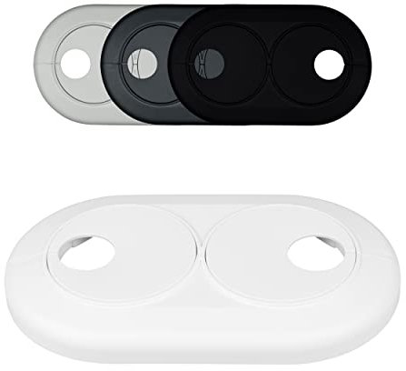 FUX 10 STÜCK Doppel Heizungsrohr Rosette, Rohrabstand variabel, Loch-Ø: 15mm - 28mm, Rohrabdeckung, Verkleidung, Heizkörper Rosetten, Abdeckungen Heizungsrohr (22mm, weiß RAL 9016)