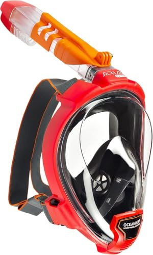 OCEAN REEF - Aria QR+ Maschera Snorkeling Integrale a Rilascio Rapido con Boccaglio - Visione Subacquea a 180 Gradi e Meccanismo Quick Release - 8 Colori e 3 Taglie - Colore Rpssp - Taglia M/L