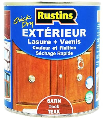 Rustins – Exterior de laca + barniz para madera – secado rápido – Teca fina satinada – 15 m²/L 2,5 L (ESTE2500FR)