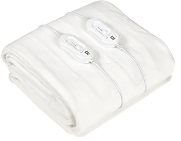 PIFCO Electric Blanket King Size - Dual Controls Electric Under Blanket with 3 Heat Settings - Machine Washable Electric Under Blanket - Auto-Shutoff - Easy-fit Elasticated Straps