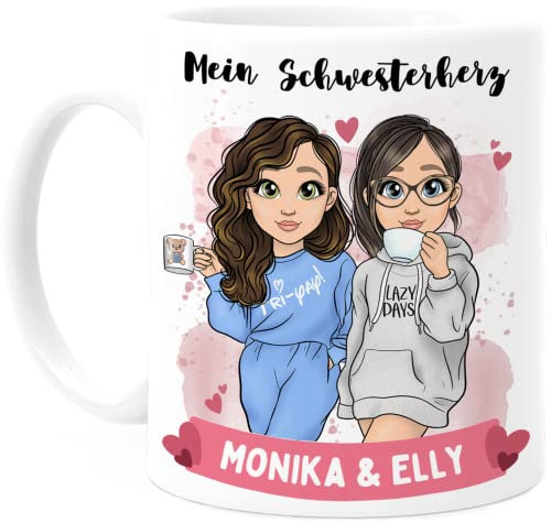 Tassenliebling® Schwester Geschenk Tasse personalisiert für kleine oder große Schwester - Tasse Schwester - Schwesterherz - Sister - Beste Schwester Geschenke