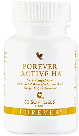 Forever Active HA, Nahrungsergänzungsmittel mit Hyaluronsäure-Extrakt, Ingwer und Kurkuma-Extrakt, 60 Softgel-Kapseln, glutenfrei
