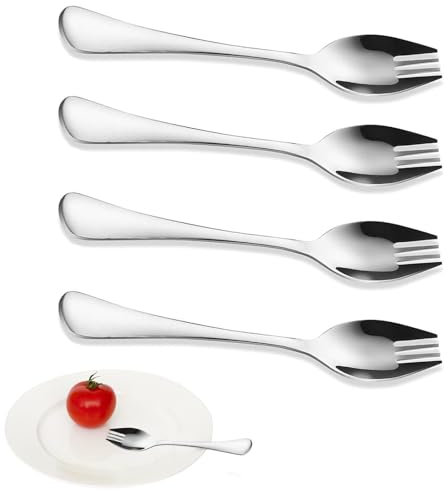 4 Pcs Stainless Steel Sporks, Camping Spork for Outdoor Adventures, Ice Cream, and Home Use, Lightweight and Versatile Silver Utensils