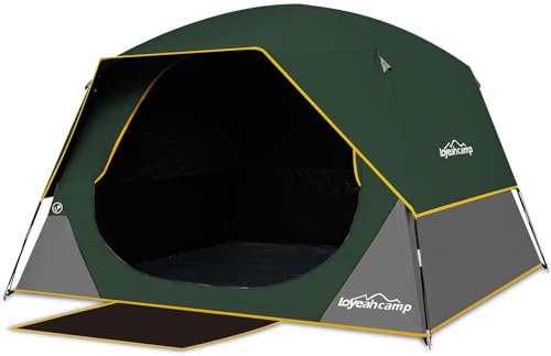 LOYEAHCAMP 4 Person Blackout Camping Tent, Easy Setup Waterproof Family Dome Tent for Camping with Rainfly, Portable Double Layer Large Family Tent for Outdoor Camping&Hiking