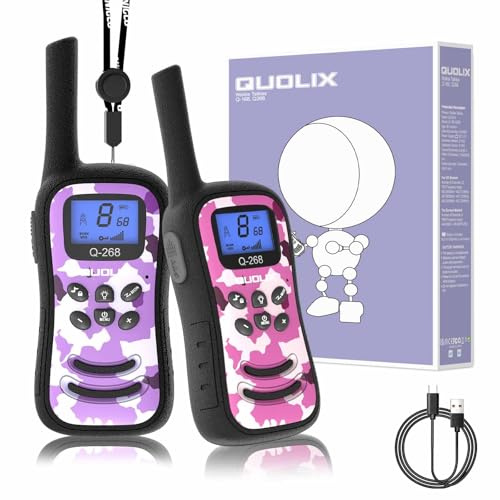 Walkie Talkie Niños, Walkie Talkies Recargable para Adultos Batería Incorporada - 36 Horas de Tiempo de Trabajo 8 Canales Radio Comunicación Bidireccional Función VOX, Regalos para Niños 3-12 Años