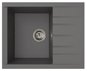 Respekta Houston Mineralite - Fregadero empotrable (1 lavabo mineral, 62 x 50 cm, apto para armarios bajos a partir de 50 cm de ancho)