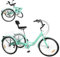 OUKANING Dreirad für Erwachsene 24Zoll 7 Gang - Faltbar 3 Rad Fahrrad bis 120kg Belastbar Höhenverstellbar Dreirad mit Einkaufskorb Trike Bike Radfahren und Senioren (Grün)