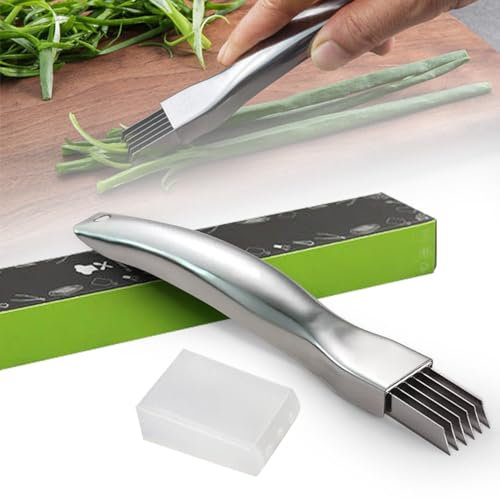 Shred Silk The Knife, 2025 New Upgrade Couteaux à Oignons Verts Hachés en Acier Inoxydable, Hachoir à Légumes Multifonction, Coupe-Légumes en Acier Inoxydable (1)