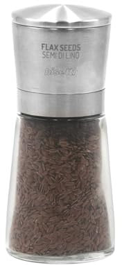 Macina Semi di Lino Manuale in Vetro e Acciaio Inossidabile da 14,5 cm, Macina Spezie Manuale La Spezia, Made in Italy, Trita Spezie Resistente, Duraturo e Elegante per la Tua Cucina - BISETTI