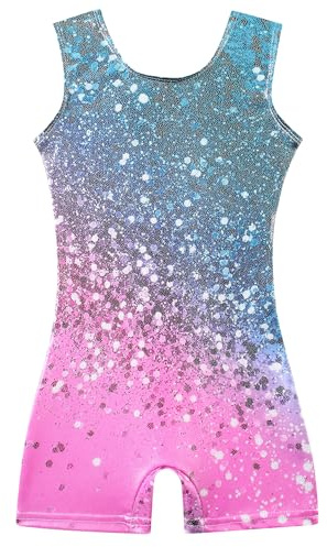 ALISISTER Gymnastics Leotards for Girls Sparkle Dance Unitards Gradient Color Sleeveless Leotards for Kids Athletic Ballet Dancewear Age 3-8 Years