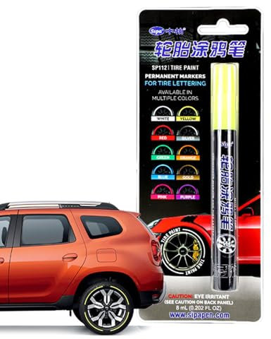 Pennarello per vernice per pneumatici - Penna per lettere impermeabile, inchiostro fluido e resistente, strumento di ritocco per gomma, metallo, pietra, , legno e plastica, per auto
