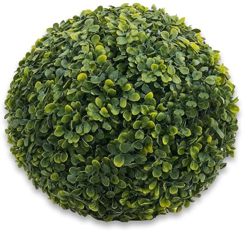 Sfera di Bosso Artificiale in 3 Misure | Palla Erba Decorativa in PE Resistente UV Sempreverde Senza Manutenzione | Pianta Sintetica Buxus per Interno ed Esterno, Vaso, Arredo Giardino - 20 Ø cm