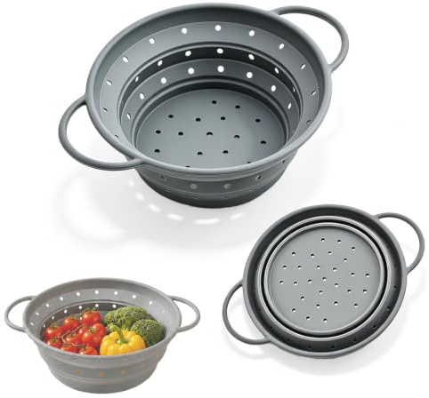 Colador de Silicona Plegable 28cm, Libre de BPA, para Cocina y Camping
