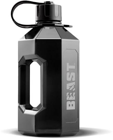 Alpha Designs Beast 2 Litre Water Bottle - 2.4l Large Drinks Water Jug - Eddie Hall Merch - Holiday, Travel - Black