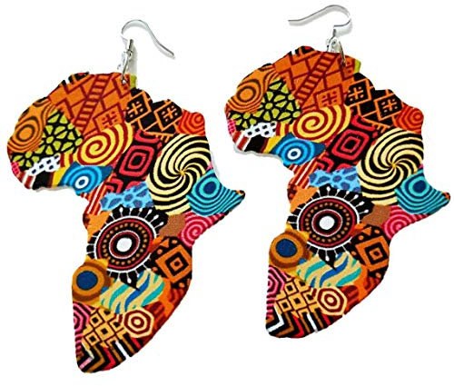 Angoter Afrikanische Karte Ohrringe Holz Schmuck Ethnic Art-ohrring Böhmische Ohrringe Für Frauen 1 Paar