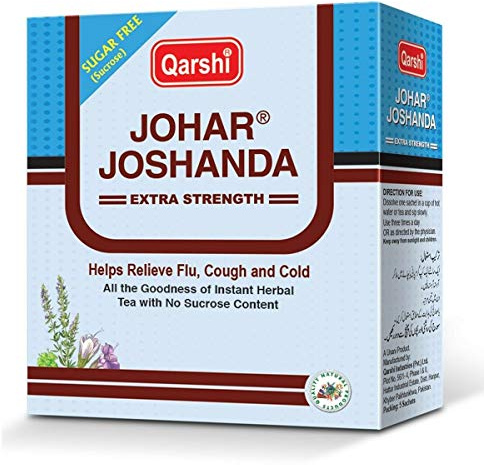 QARSHI JOHAR JOSHANDA Extra Strength Herbal Tea Remedy Cold Flu Sugar Free - 5 Sachet